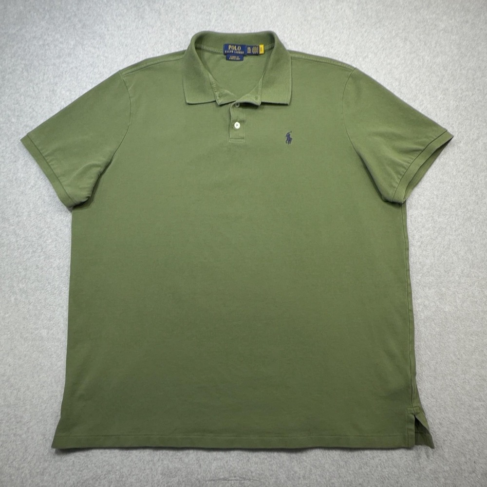 Ralph Lauren Polo Shirt Mens XXL Green Classic Fit Stretch Mesh Cotton Logo